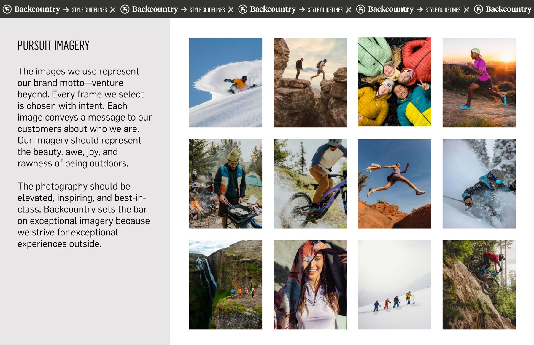 Brand guidelines — pursuit imagery spread