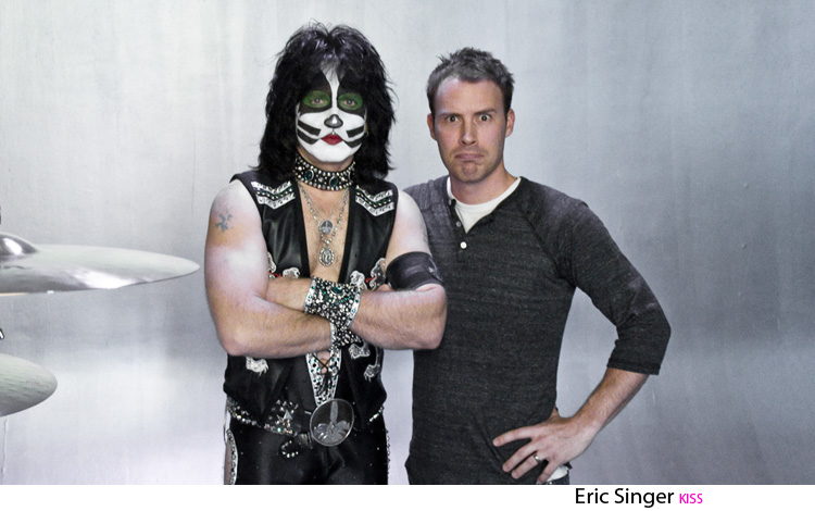 On set with Eric Singer of KISS