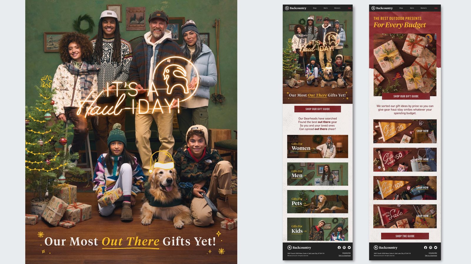 Haul-iday key art and lifecycle email designs